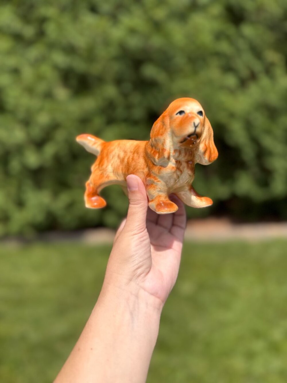 Vintage Porcelain Spaniel Figurine Orange & White Dog Statue - Picture 6 of 6